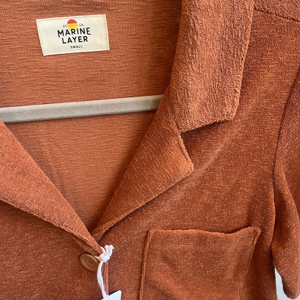 NEW Marine Layer Terrycloth button down short sleeve top - Picture 5 of 5